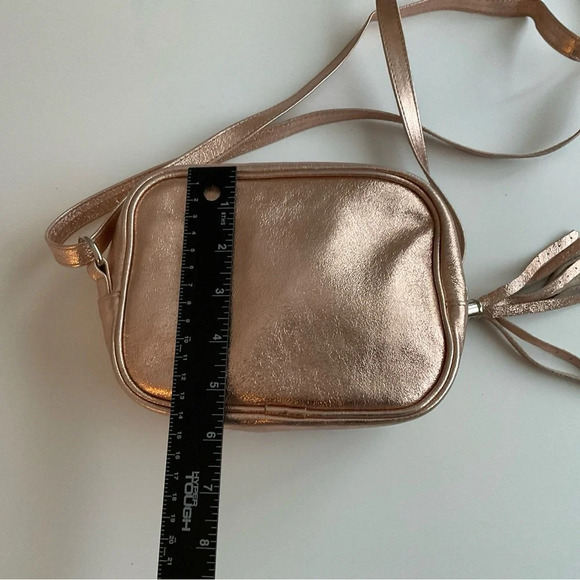 Moscardini Firenze Bag Rose Metallic Small Crossbody Leather Tassel 7”x5”x2.5” - Picture 6 of 10